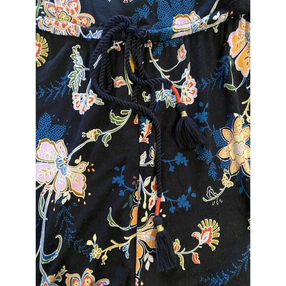 Anthropologie Blue S  Floral‎ Luka Size Jogger Jumpsuit Tassel Drawstring Waist - Picture 9 of 14